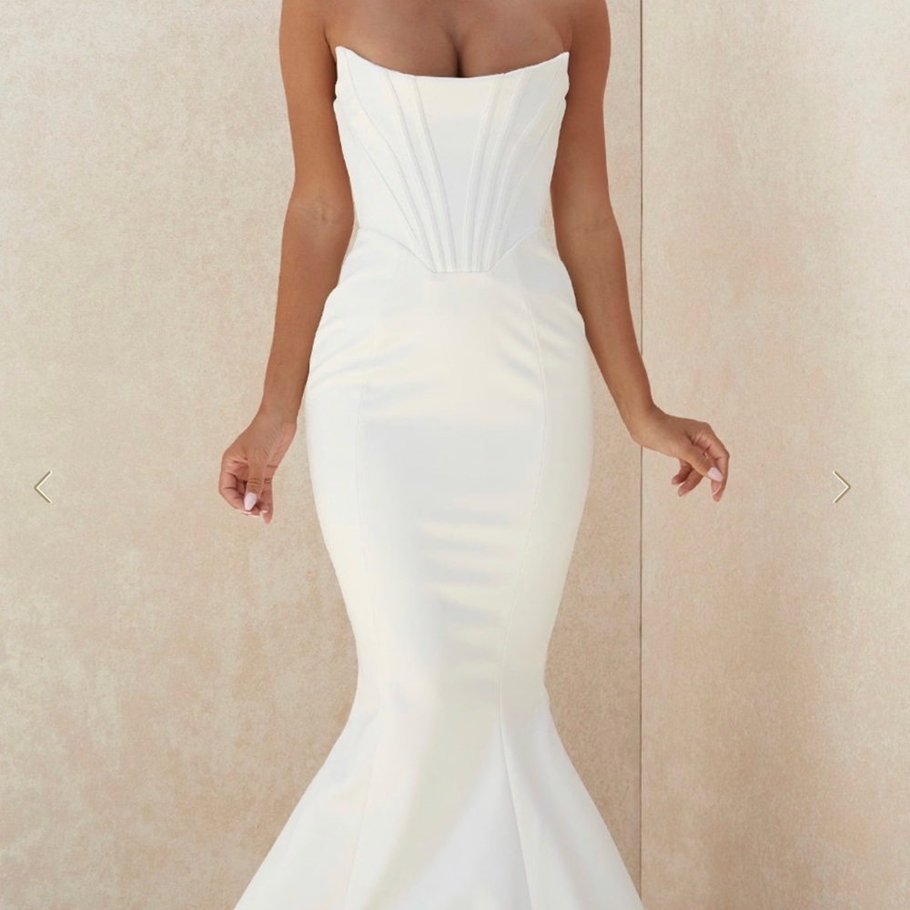 House of CB Ines Strapless White Mermaid Dress